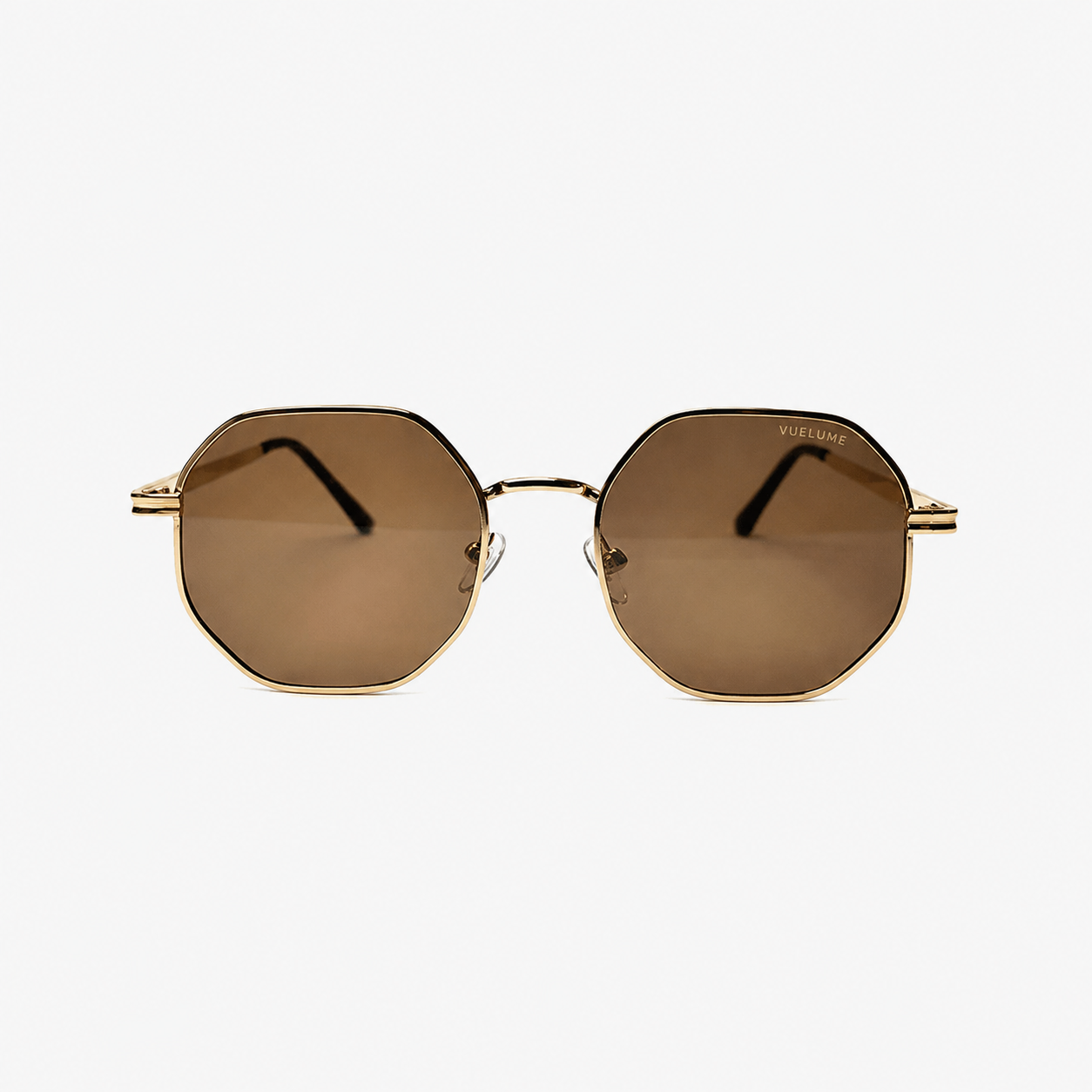 Men’s Gold Octagonal Sunglasses with Brown Lenses