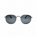 Men’s Silver Round Sunglasses with Black UV400 Lenses