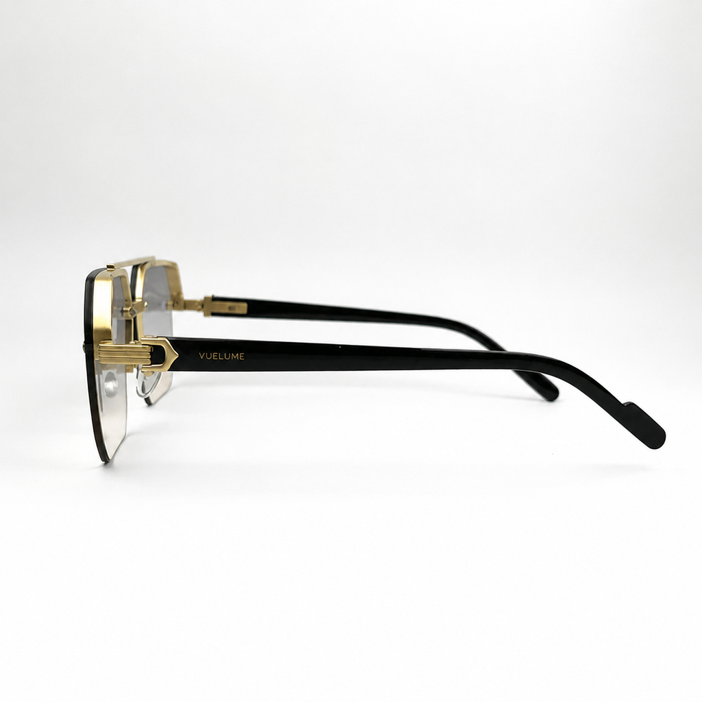 Men’s Gold and Gray Octagon Rimless Sunglasses