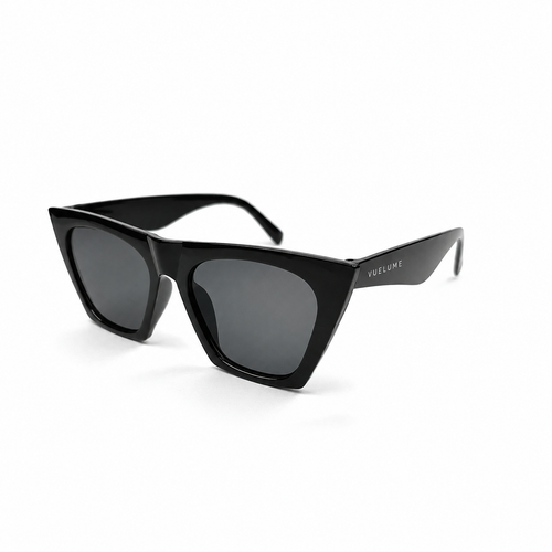 VUELUME Women's Black Square Cat-Eye Sunglasses