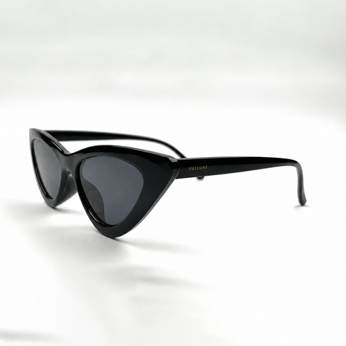 VUELUME Women's Black Cat-Eye Sunglasses